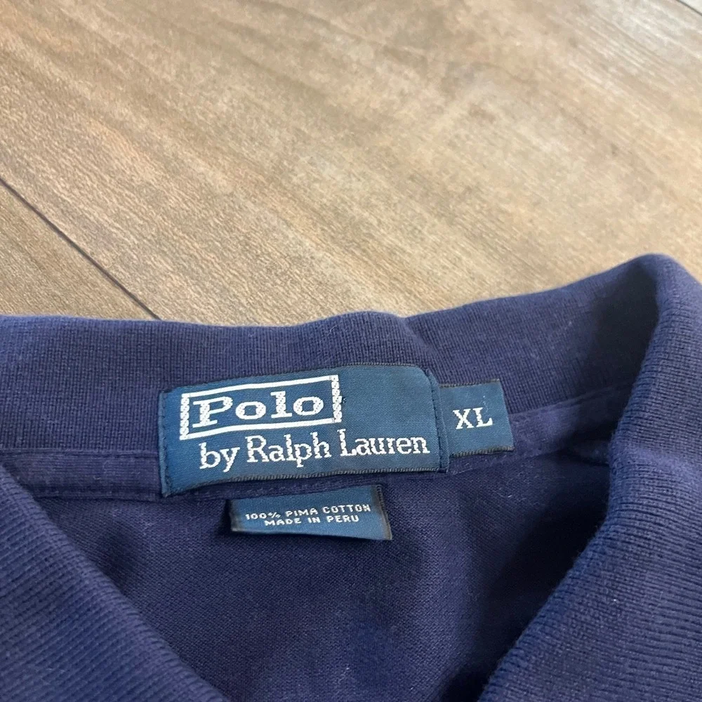 Polo‎ Ralph Lauren Mens XL Polo Shirt Navy Blue Green Stripe XL Bin P-201